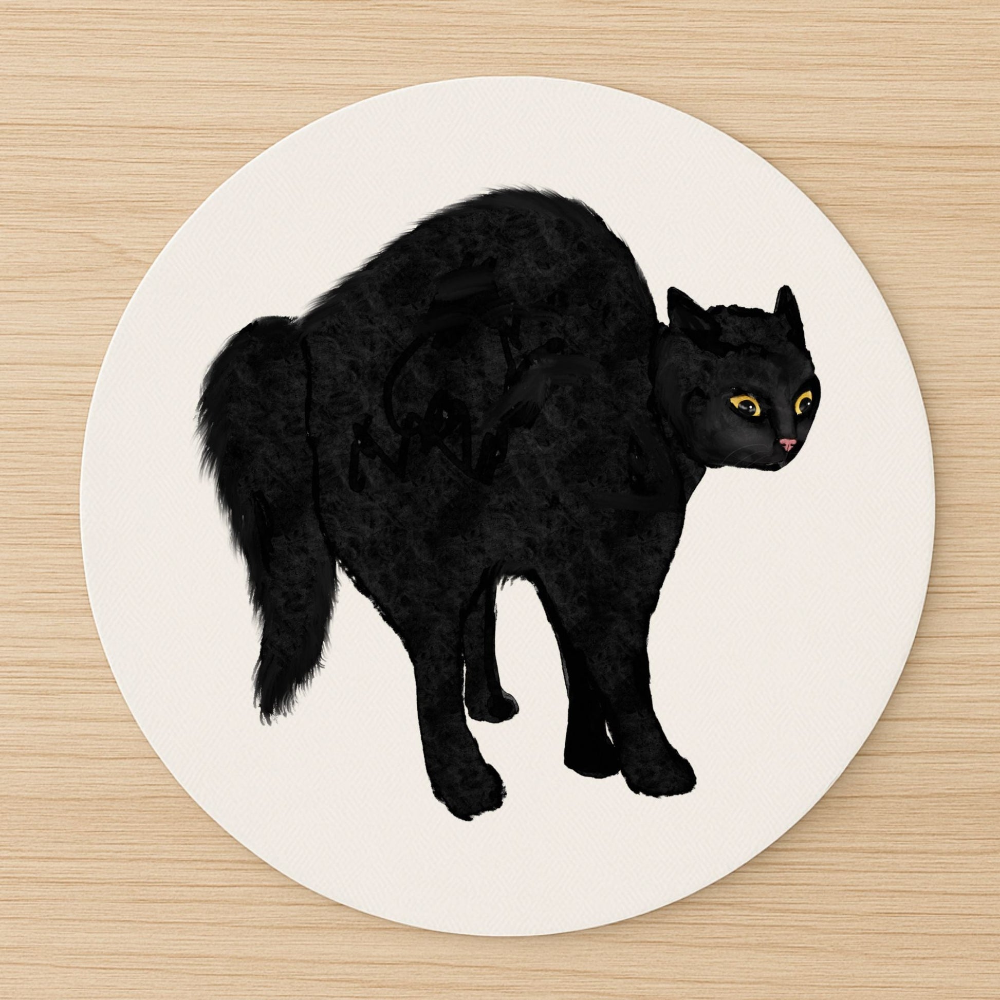 Scared Black Cat Mousepad - MerikaArt