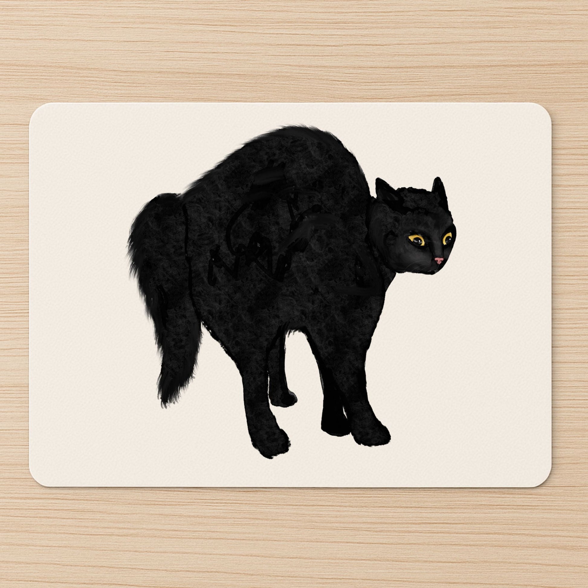 Scared Black Cat Mousepad - MerikaArt