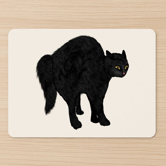 Scared Black Cat Mousepad - MerikaArt