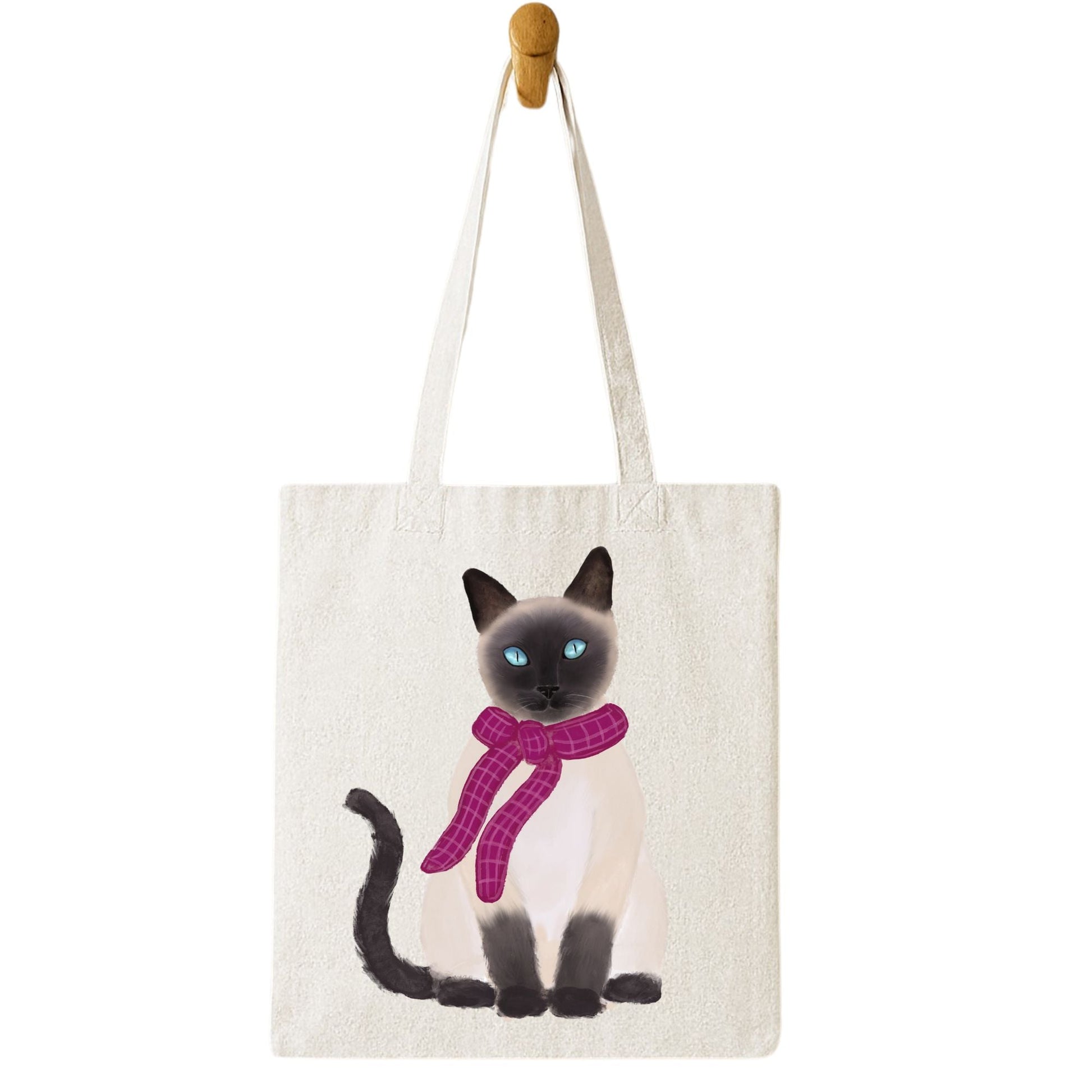 Scarf Siamese Cat Canvas Tote Bag - MerikaArt
