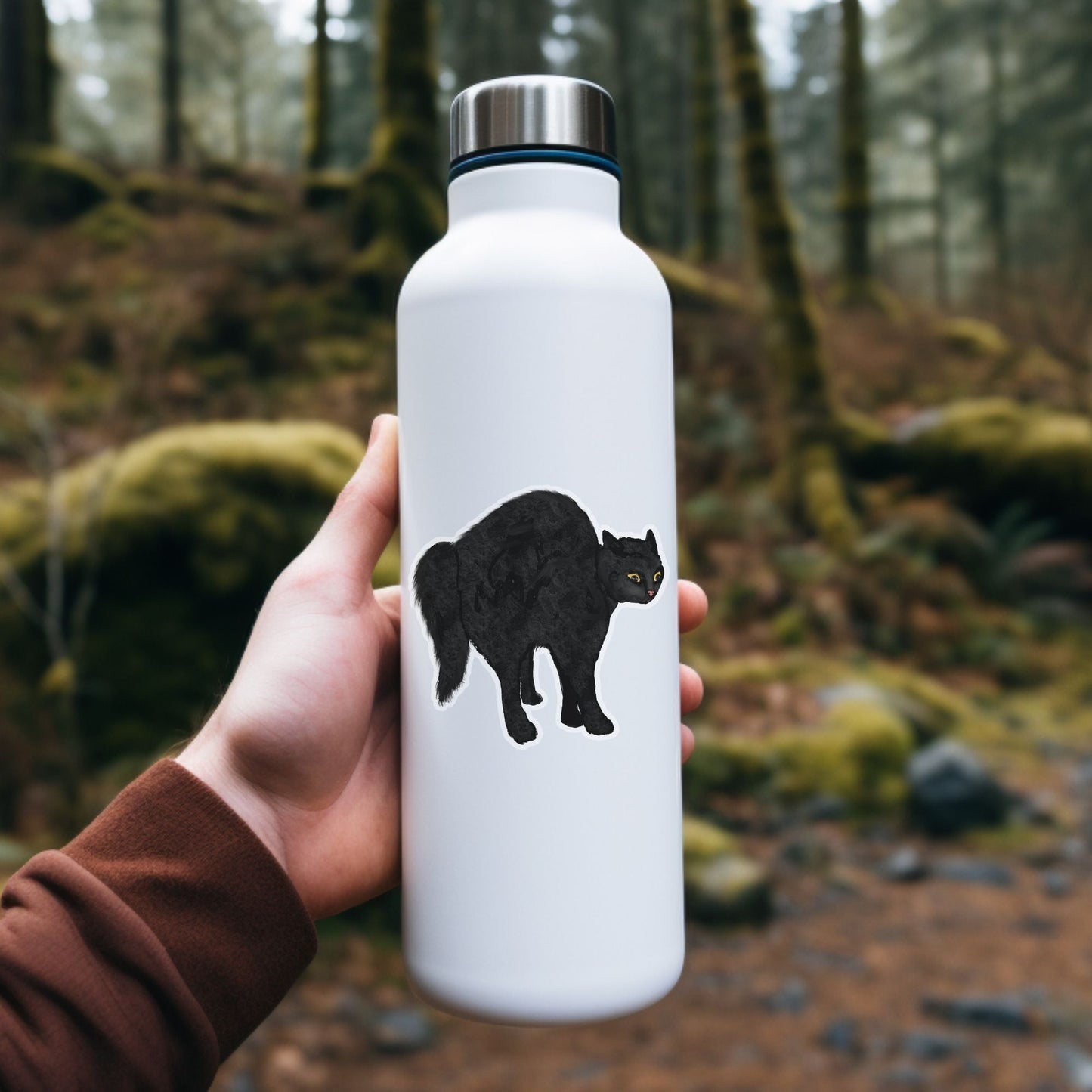 Scary Black Cat Sticker - MerikaArt