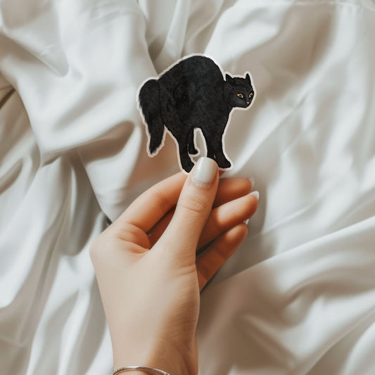 Scary Black Cat Sticker - MerikaArt