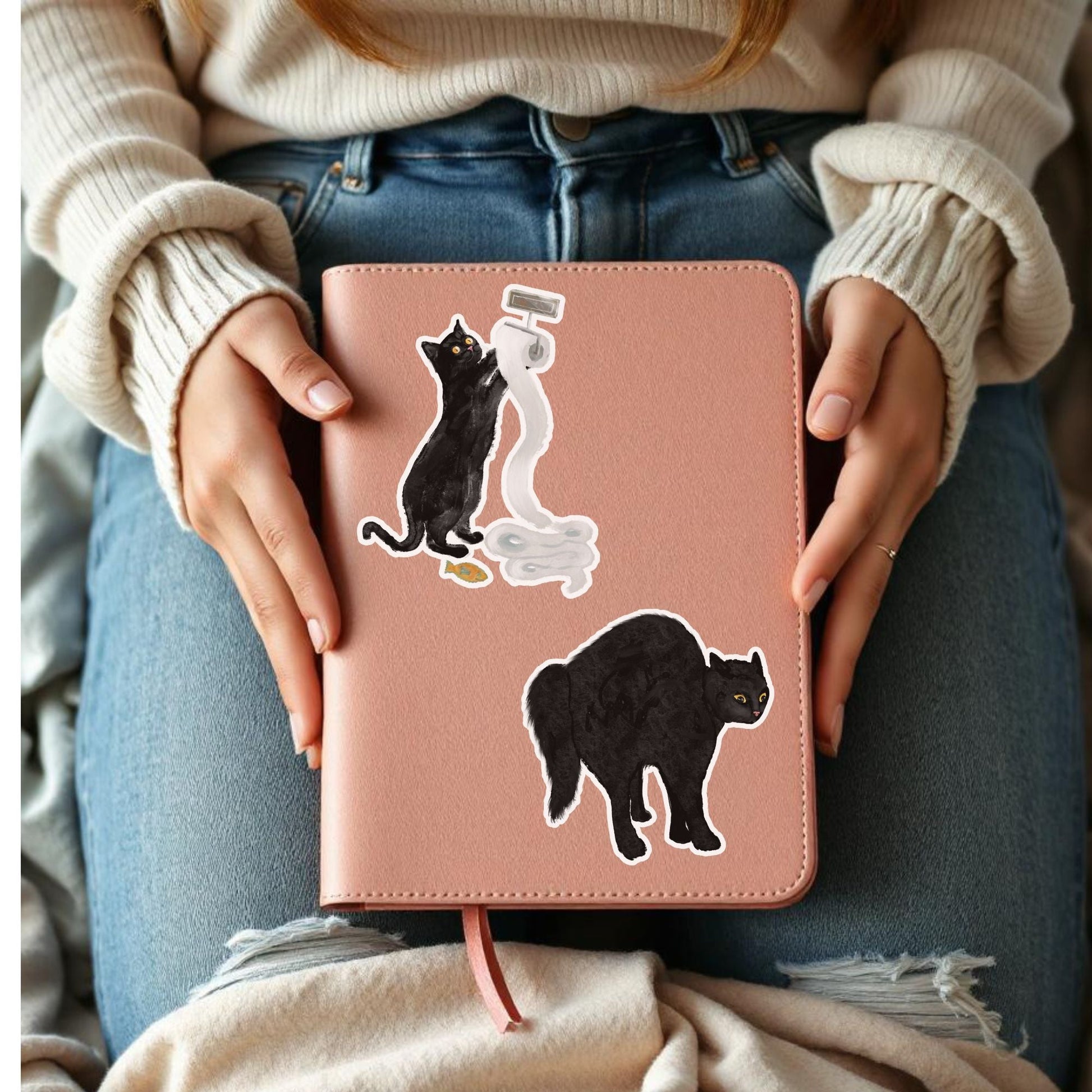 Scary Black Cat Sticker - MerikaArt