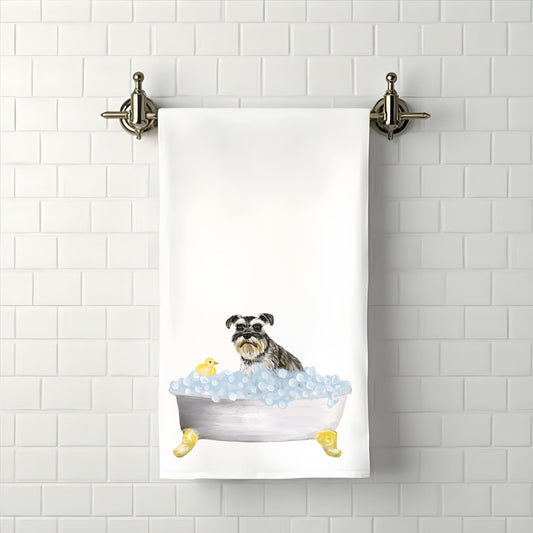 Schnauzer Bath Bathroom Towel - MerikaArt