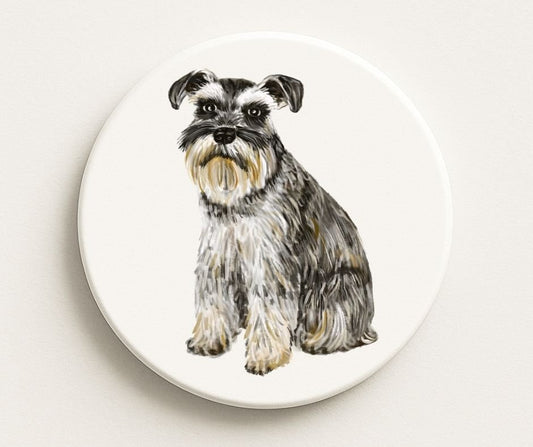 Schnauzer Ceramic Coaster - MerikaArt