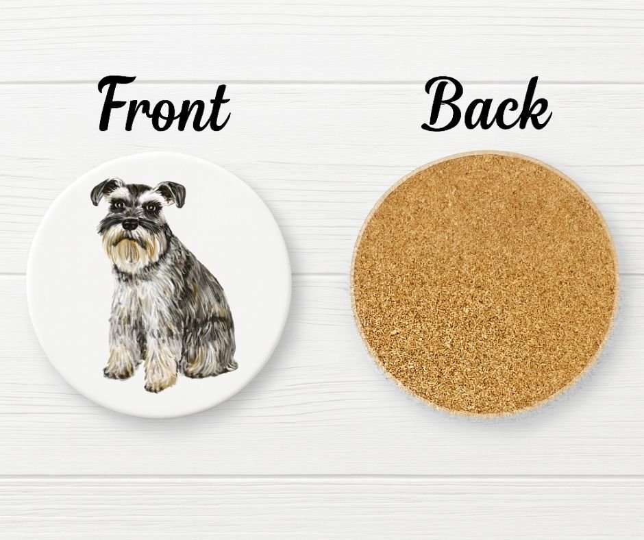 Schnauzer Ceramic Coaster - MerikaArt