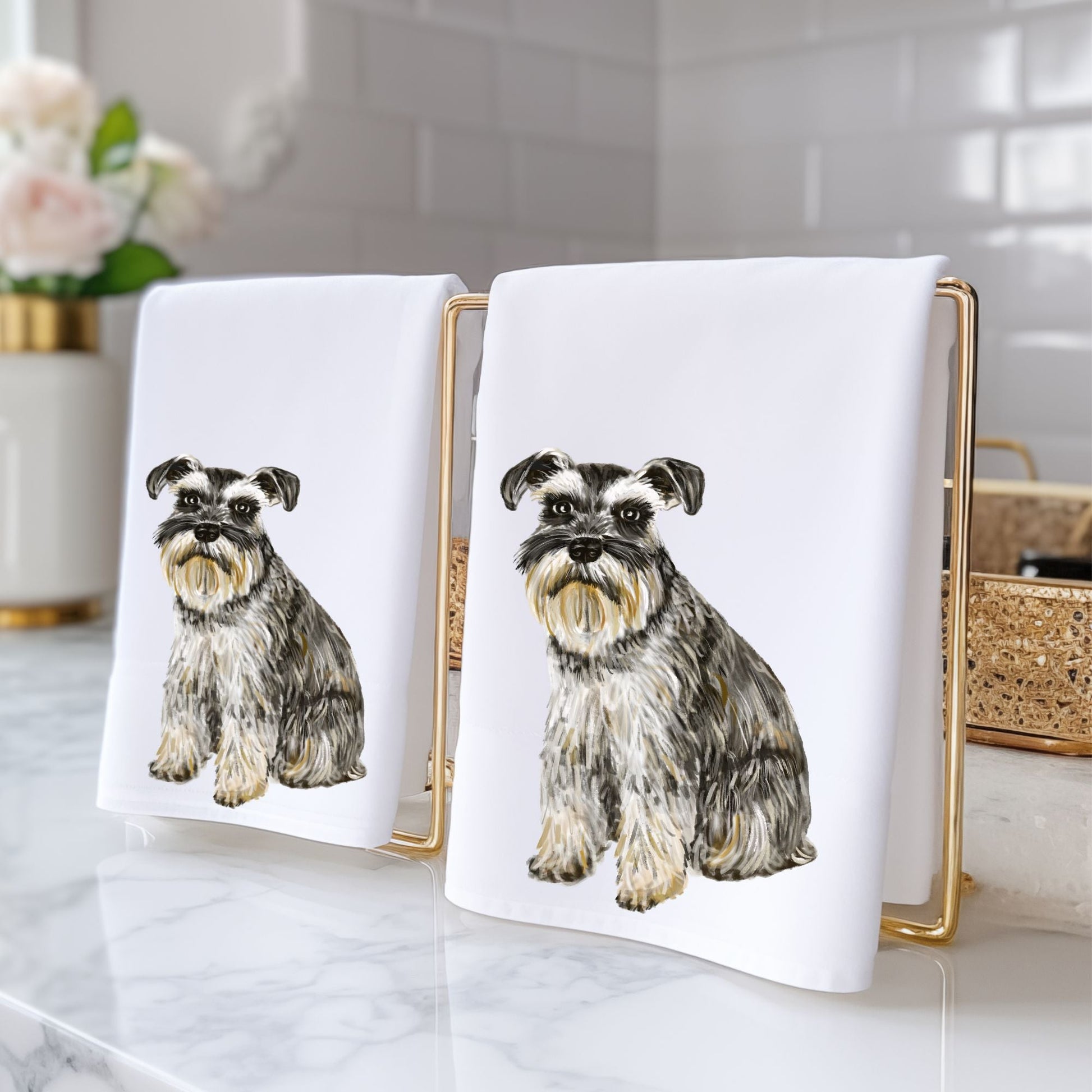 Schnauzer Dog Bathroom Towel - MerikaArt