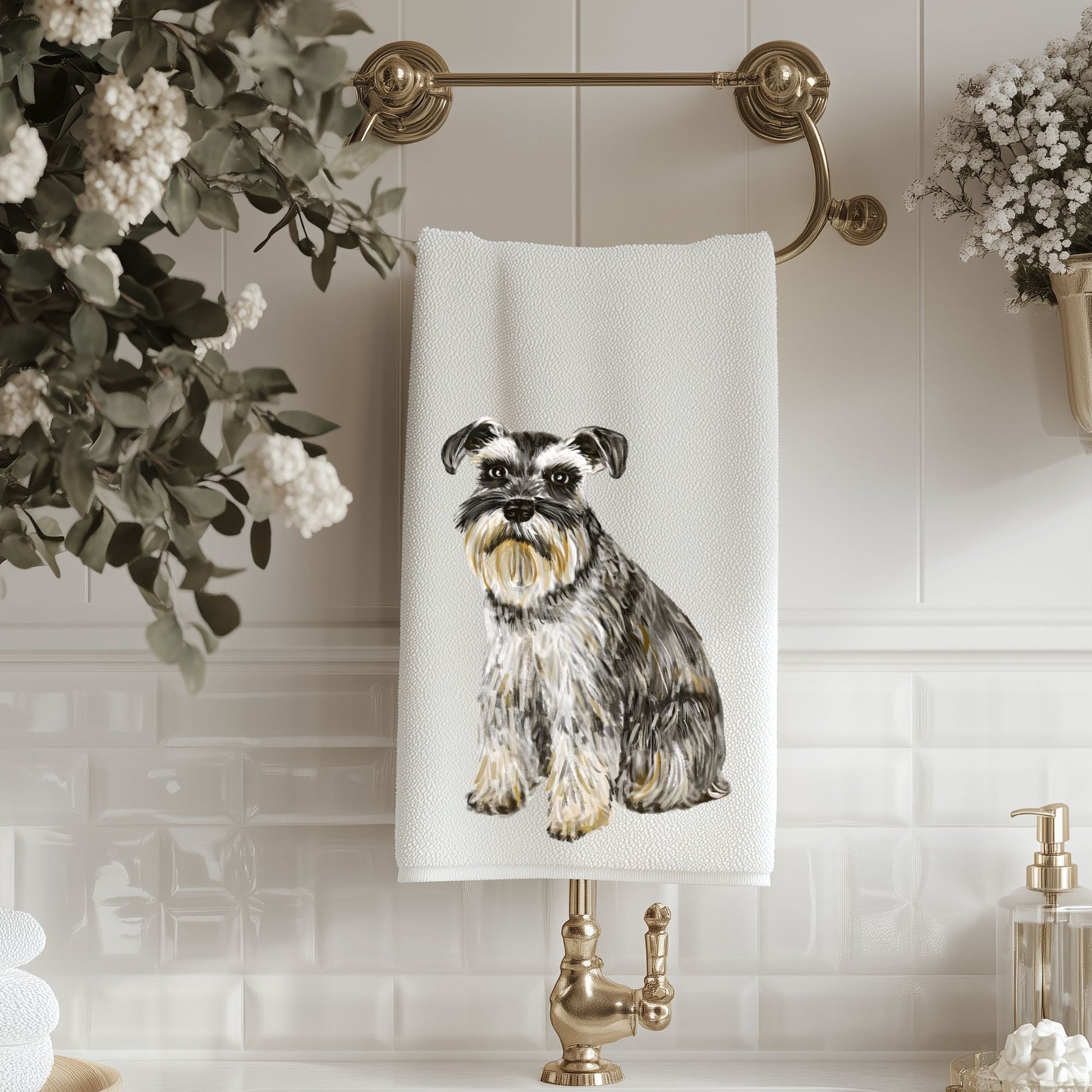 Schnauzer Dog Bathroom Towel - MerikaArt