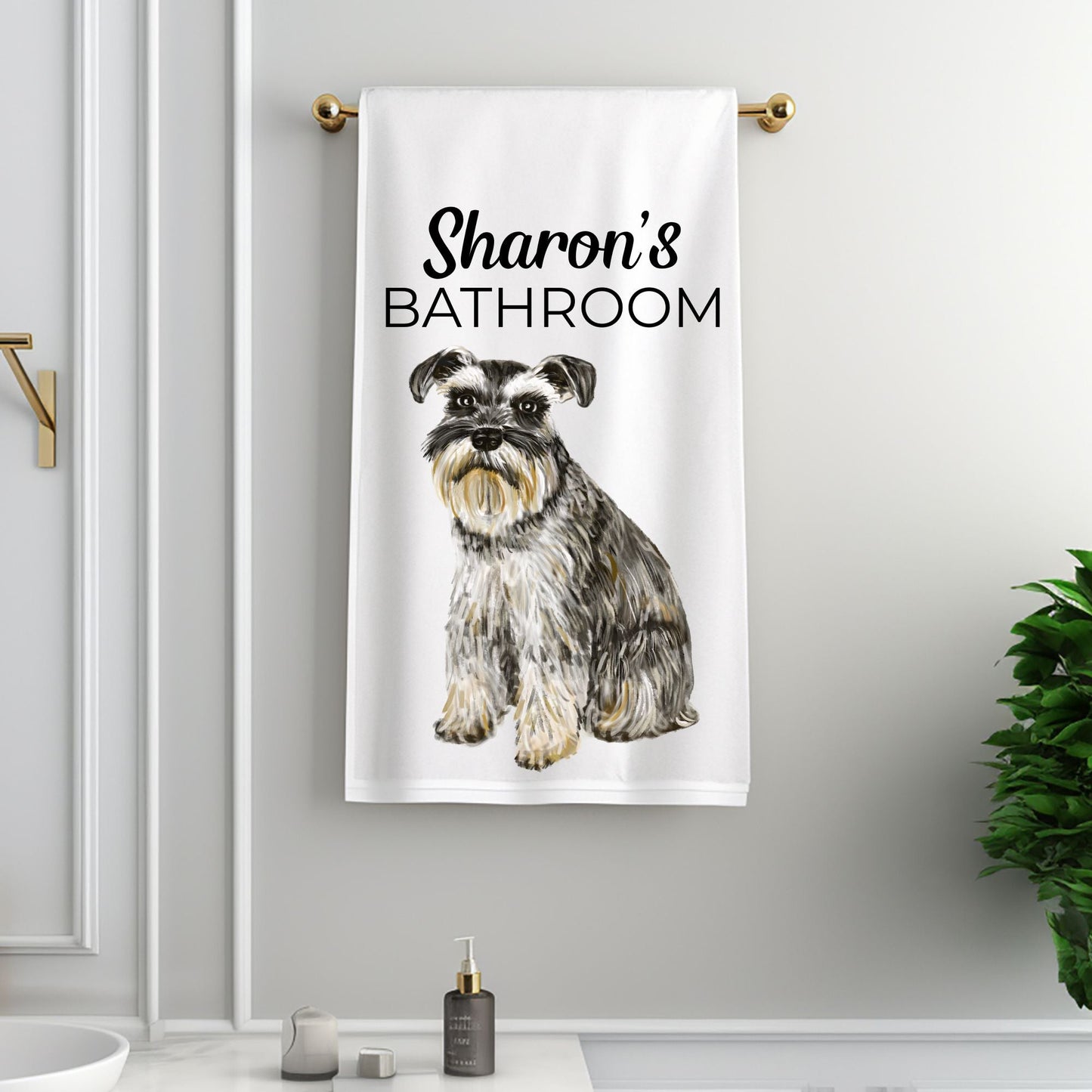 Schnauzer Dog Bathroom Towel - MerikaArt
