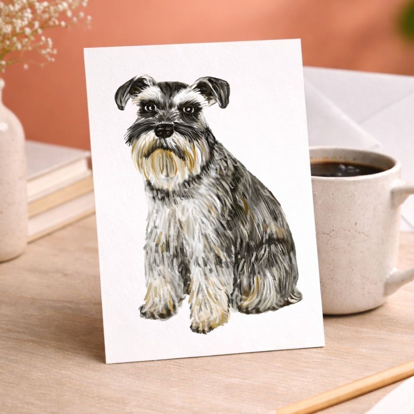 Schnauzer Dog Postcard - MerikaArt
