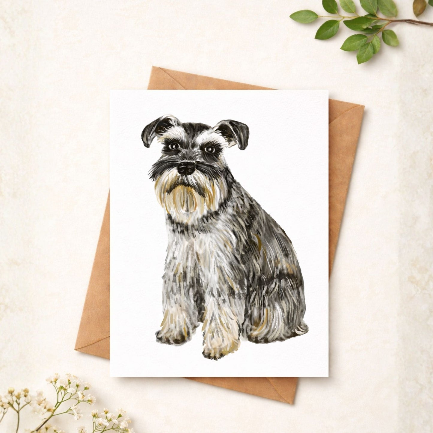 Schnauzer Dog Postcard - MerikaArt