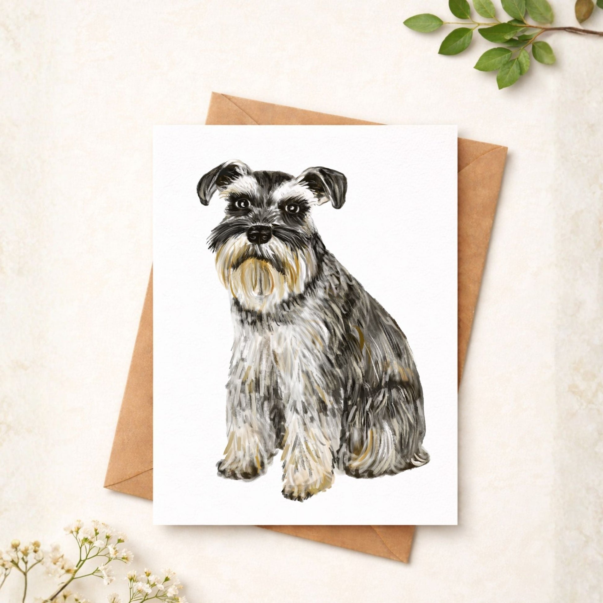 Schnauzer Dog Postcard - MerikaArt