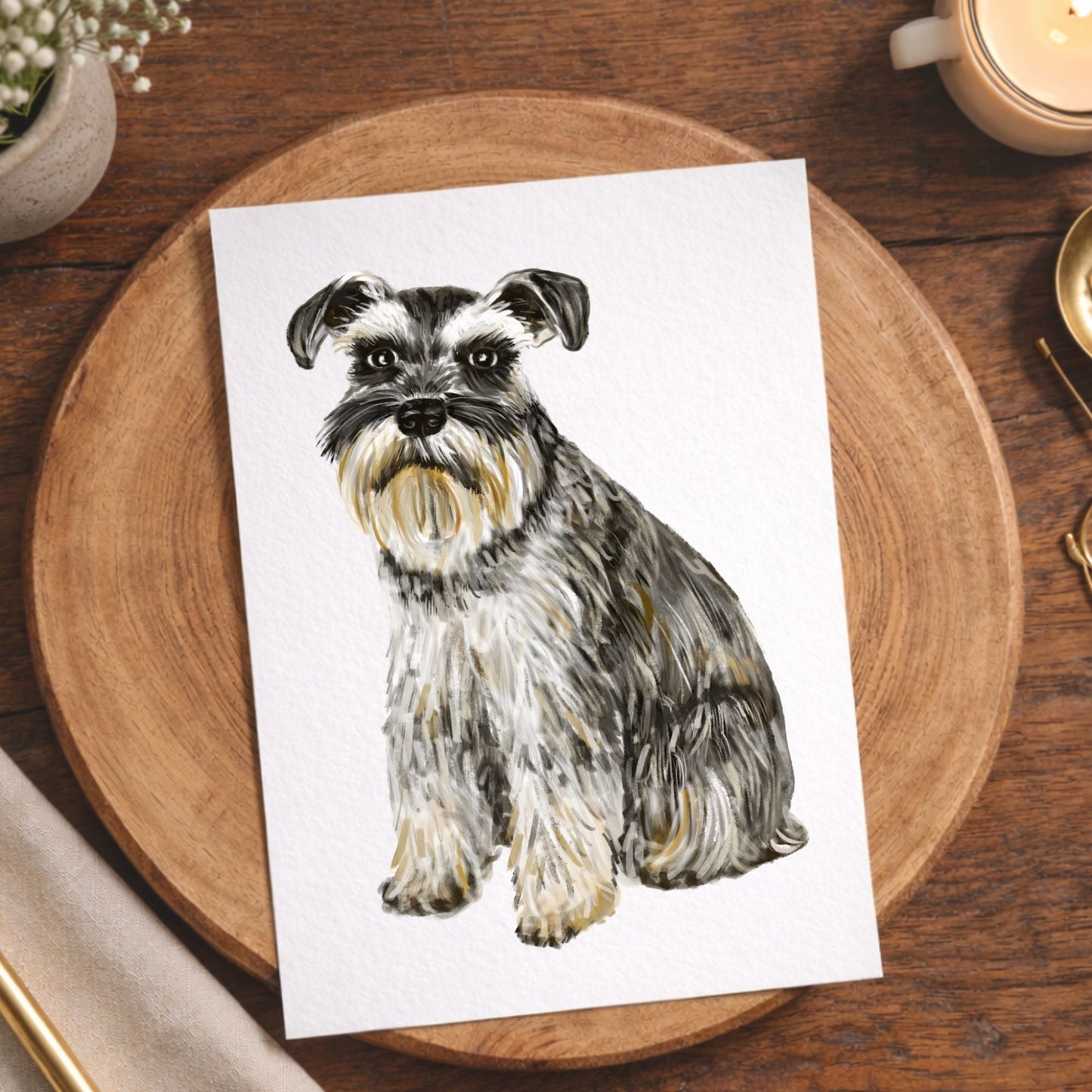 Schnauzer Dog Postcard - MerikaArt
