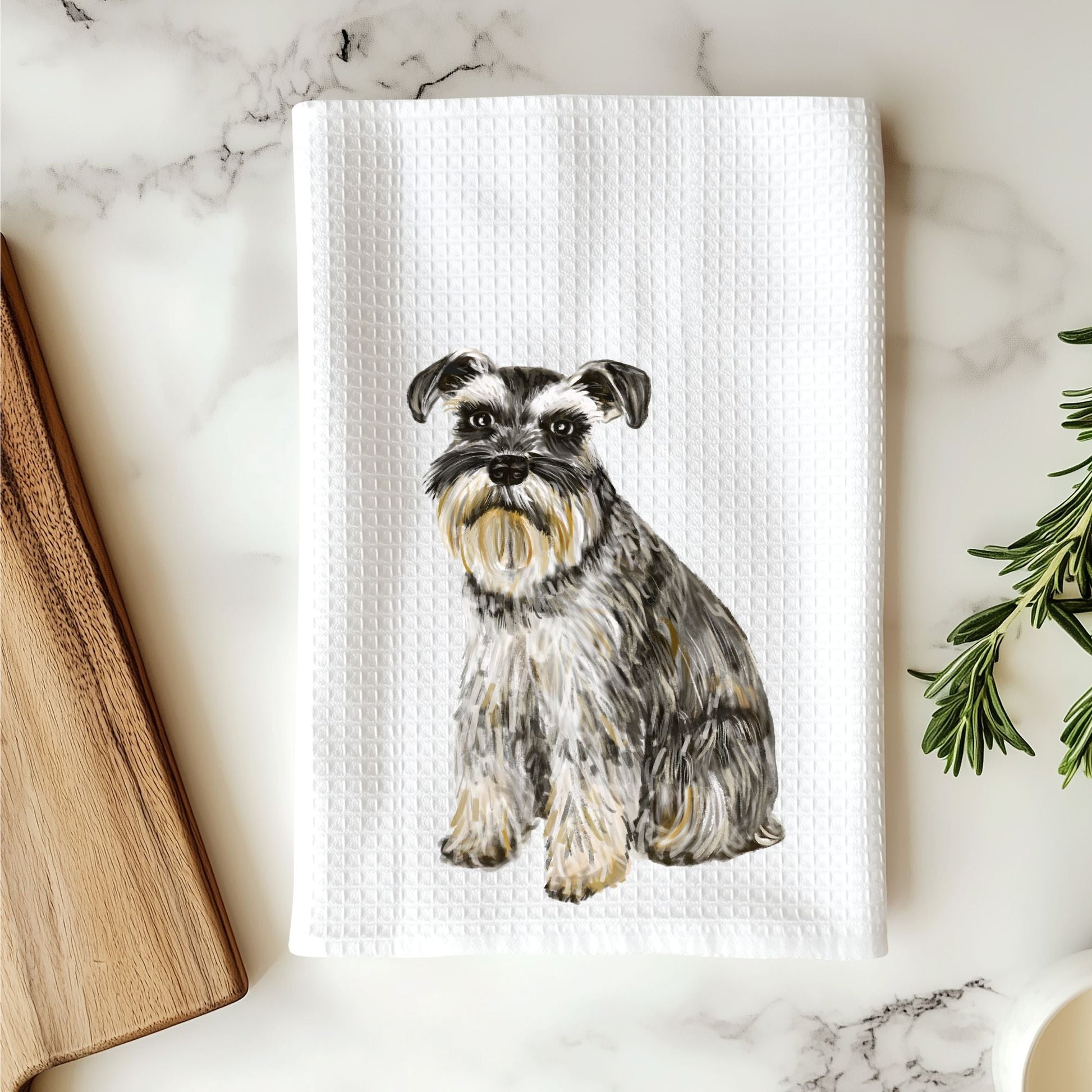 Schnauzer Kitchen Towel - MerikaArt