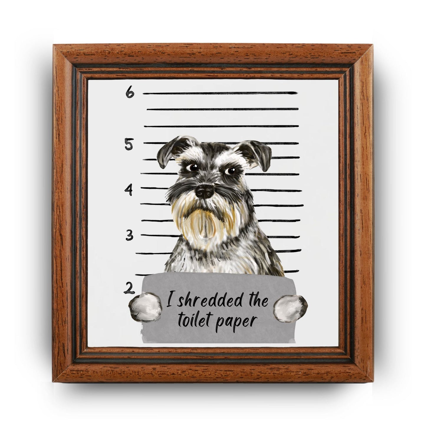 Schnauzer Mugshot Ceramic Tile - MerikaArt