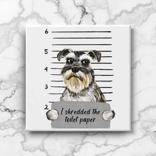 Schnauzer Mugshot Ceramic Tile - MerikaArt
