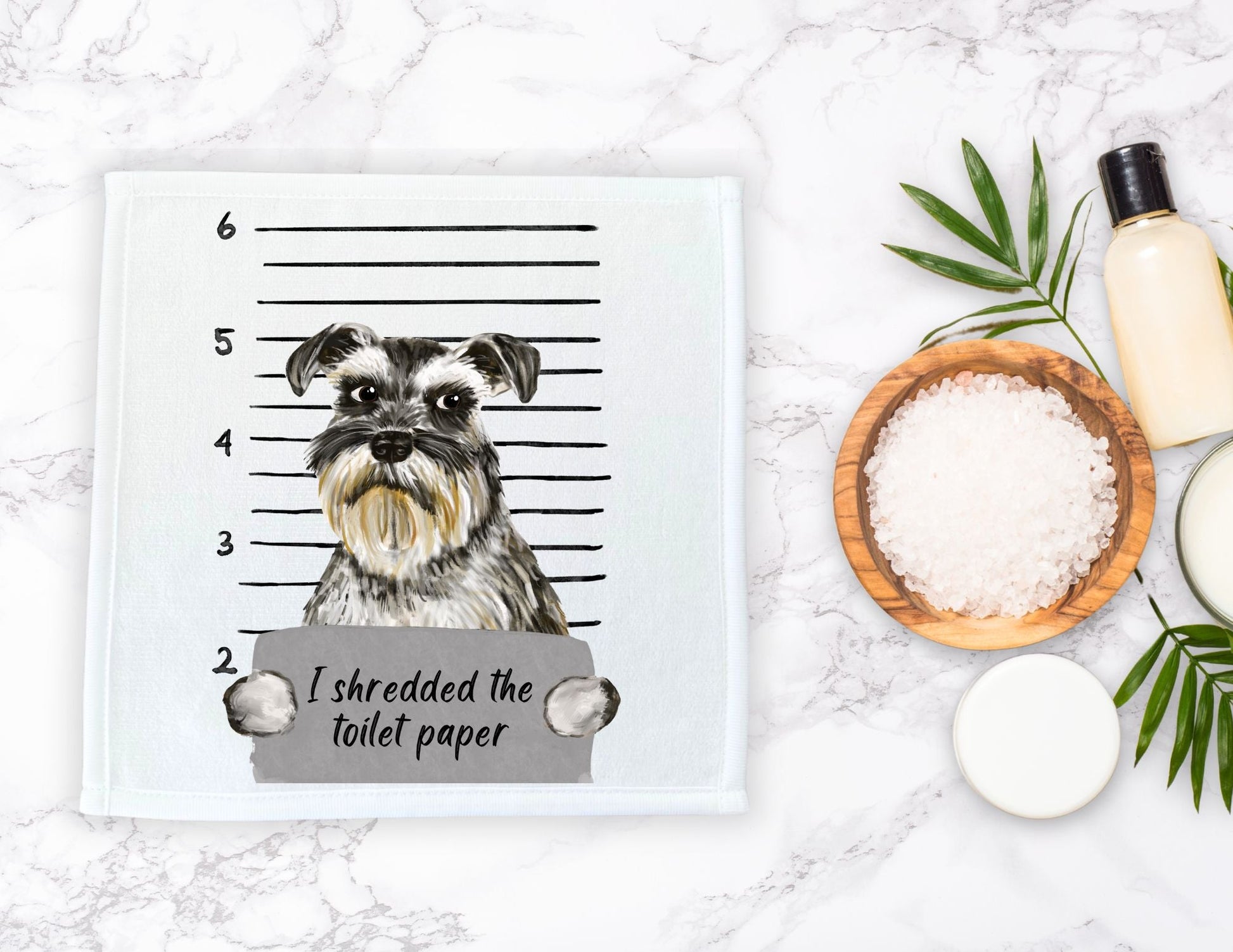 Schnauzer Mugshot Washcloth - MerikaArt