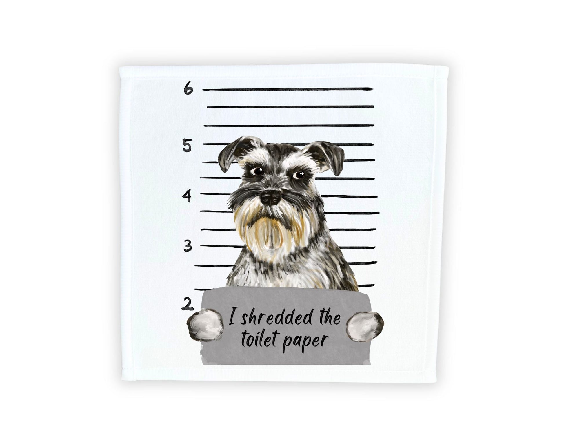 Schnauzer Mugshot Washcloth - MerikaArt