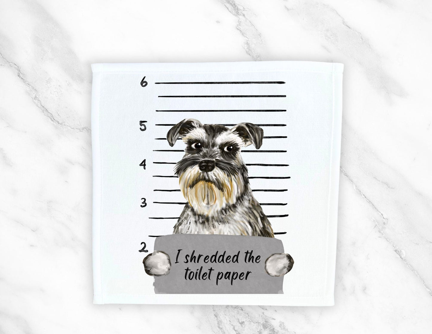 Schnauzer Mugshot Washcloth - MerikaArt