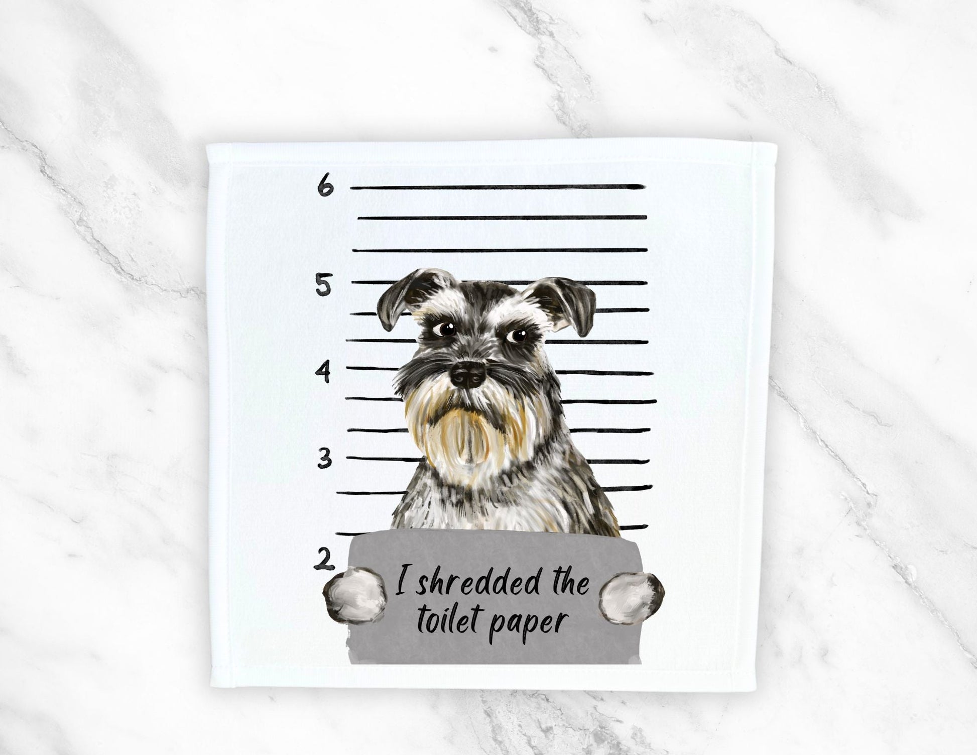 Schnauzer Mugshot Washcloth - MerikaArt
