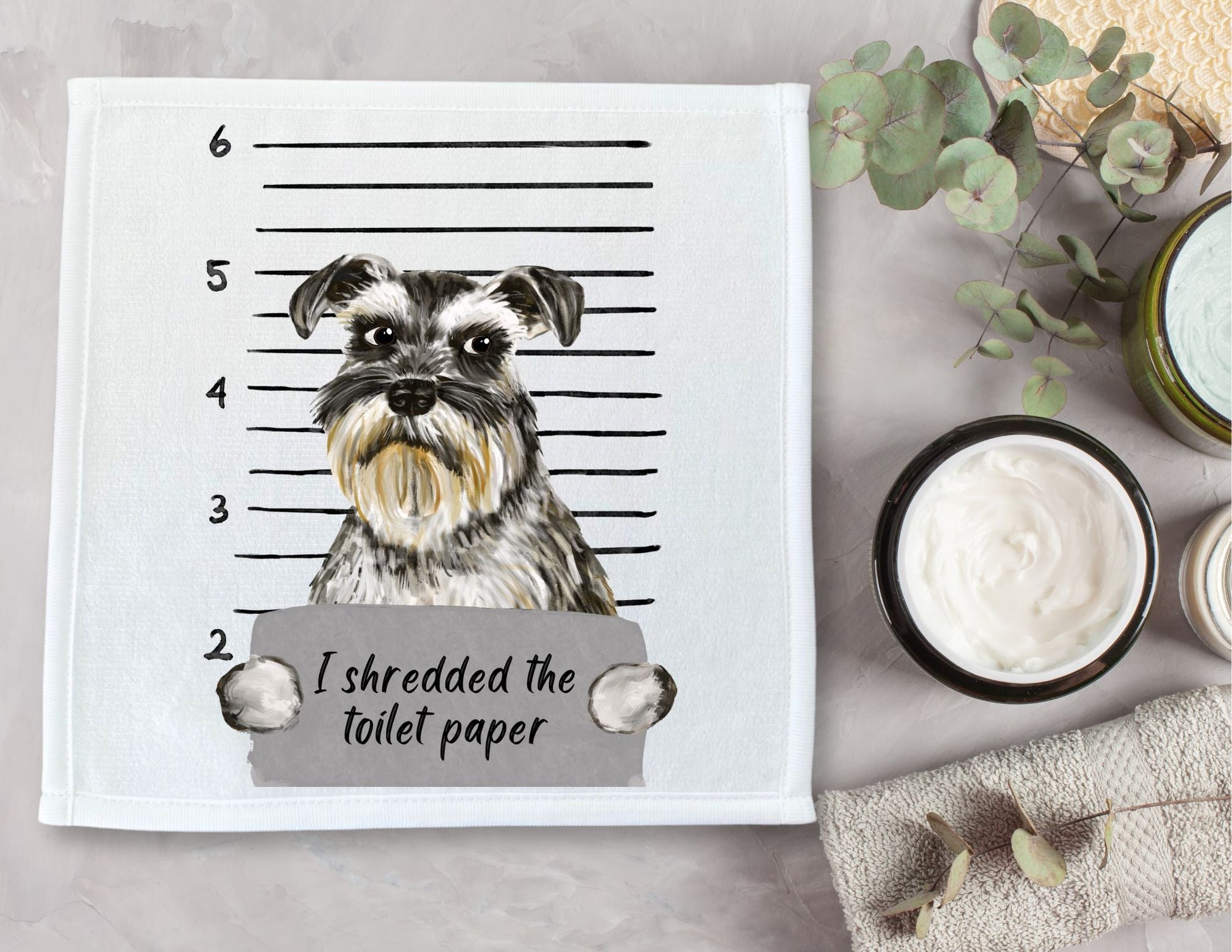 Schnauzer Mugshot Washcloth - MerikaArt