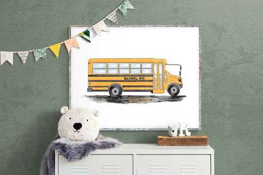 School Bus Art Print - MerikaArt