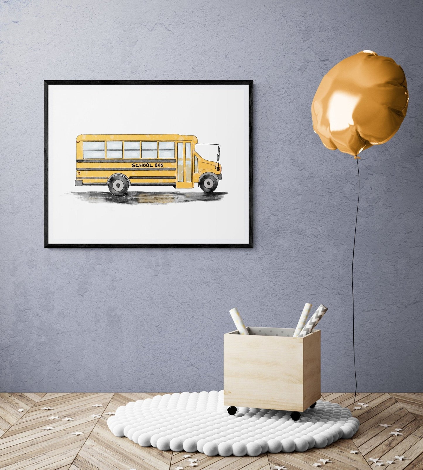 School Bus Art Print - MerikaArt