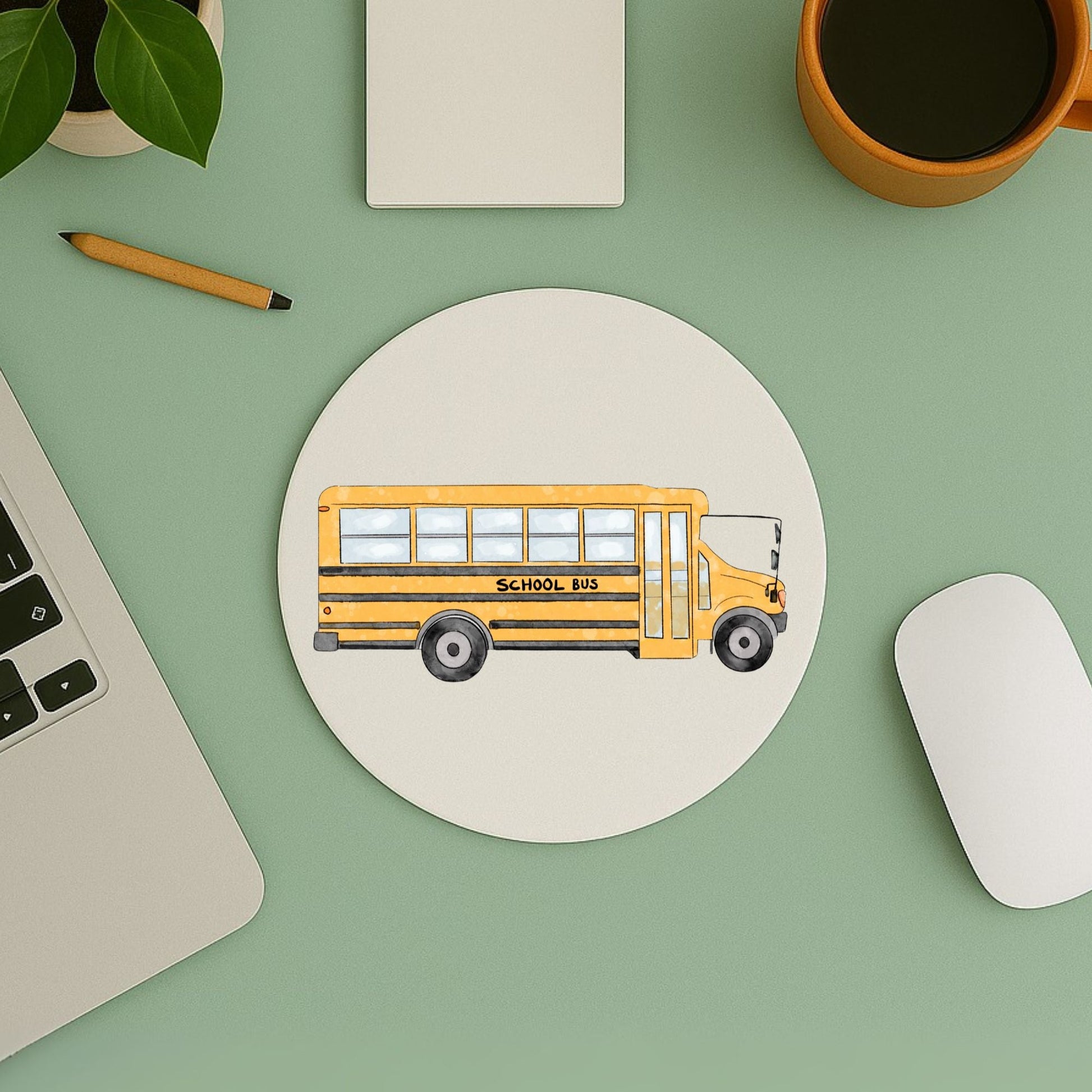 School Bus Mousepad - MerikaArt