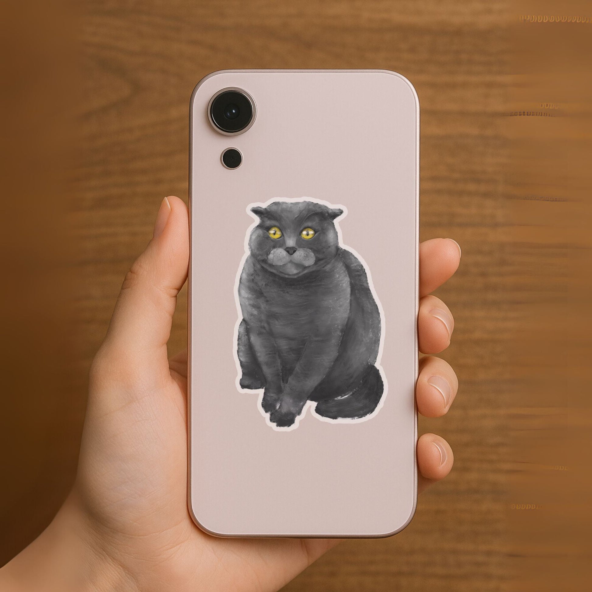 Scottish Fold Black Cat Sticker - MerikaArt