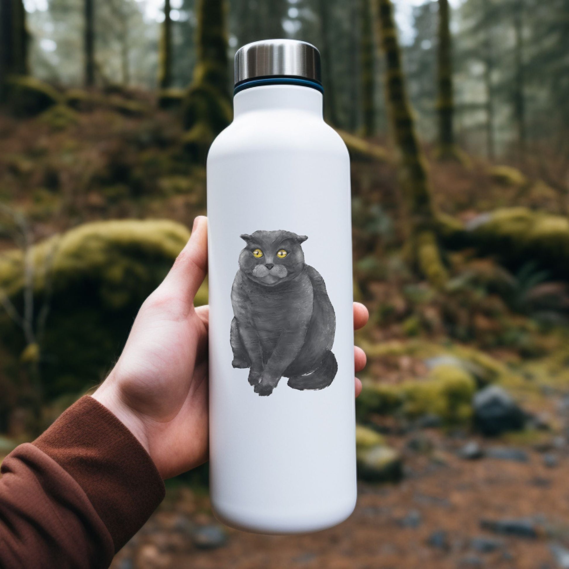 Scottish Fold Black Cat Sticker - MerikaArt