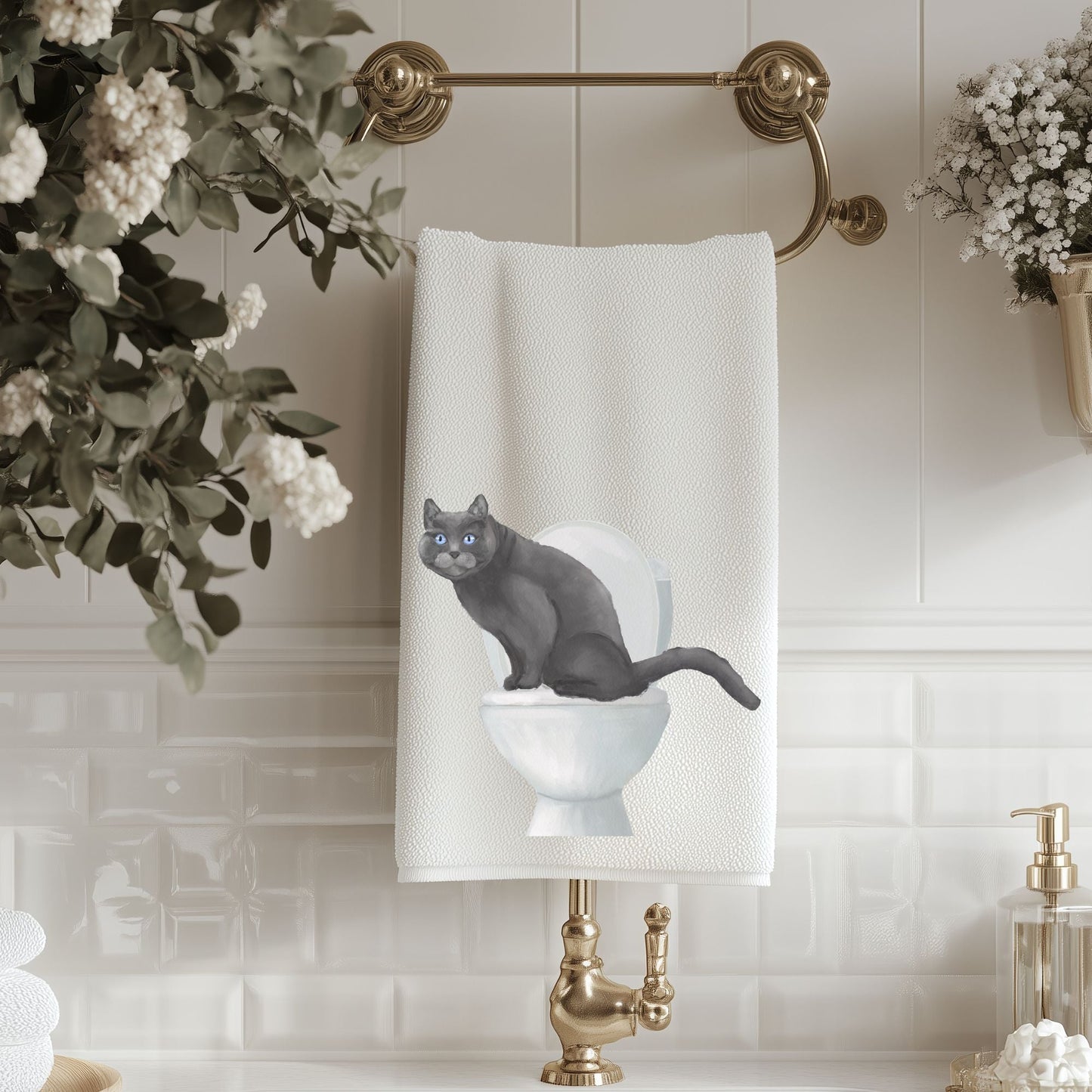 Scottish Fold Cat Bathroom Towel - MerikaArt