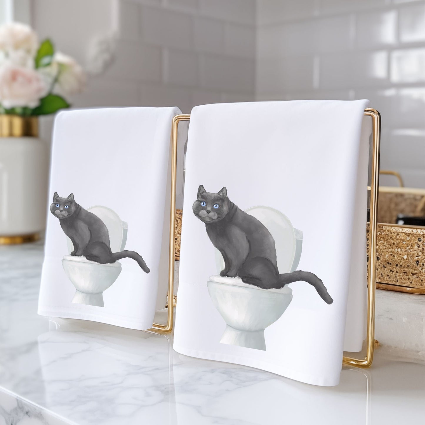 Scottish Fold Cat Bathroom Towel - MerikaArt