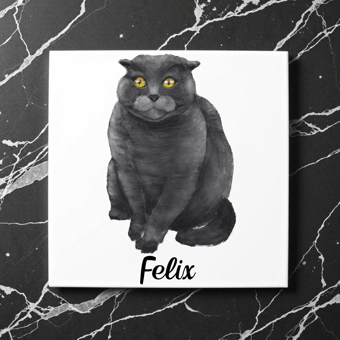 Scottish Fold Cat Ceramic Tile - MerikaArt