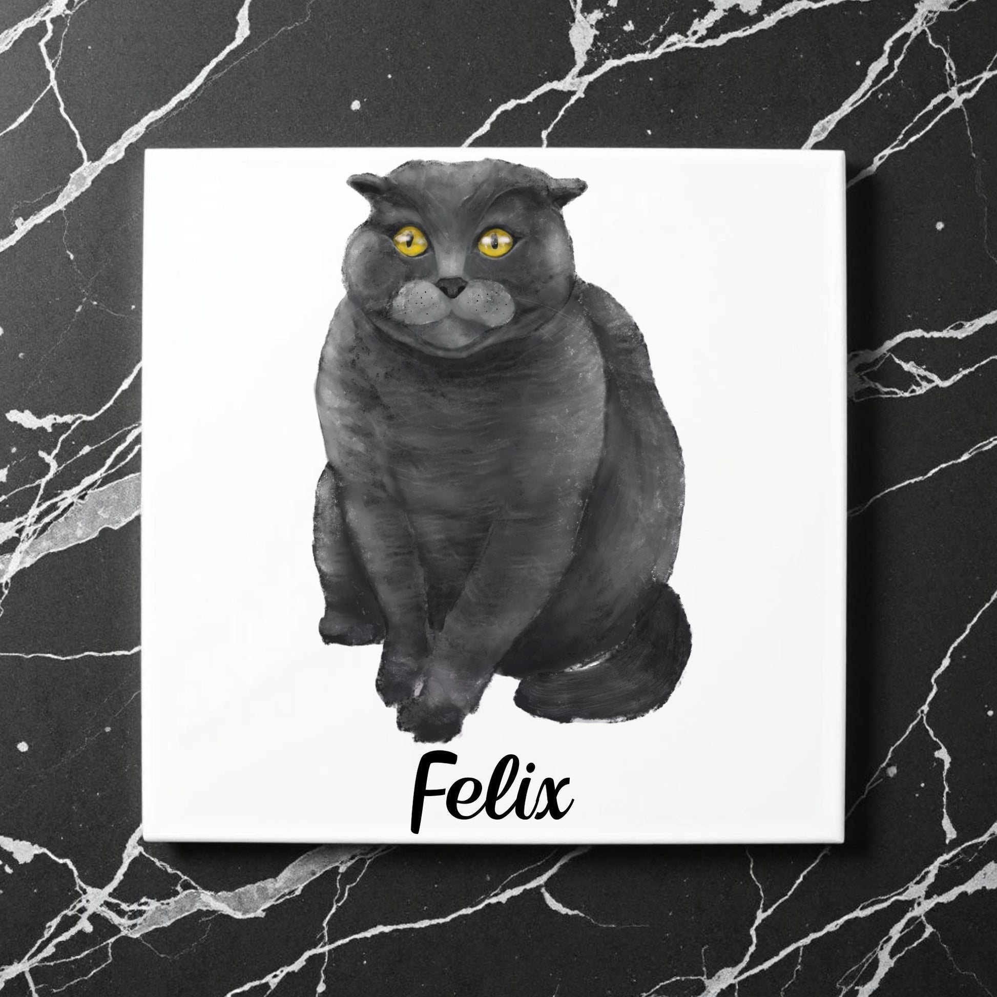 Scottish Fold Cat Ceramic Tile - MerikaArt