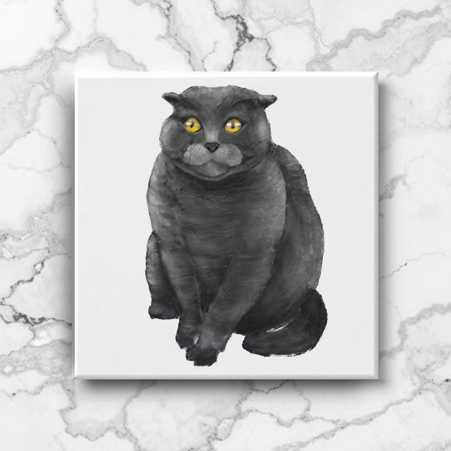 Scottish Fold Cat Ceramic Tile - MerikaArt
