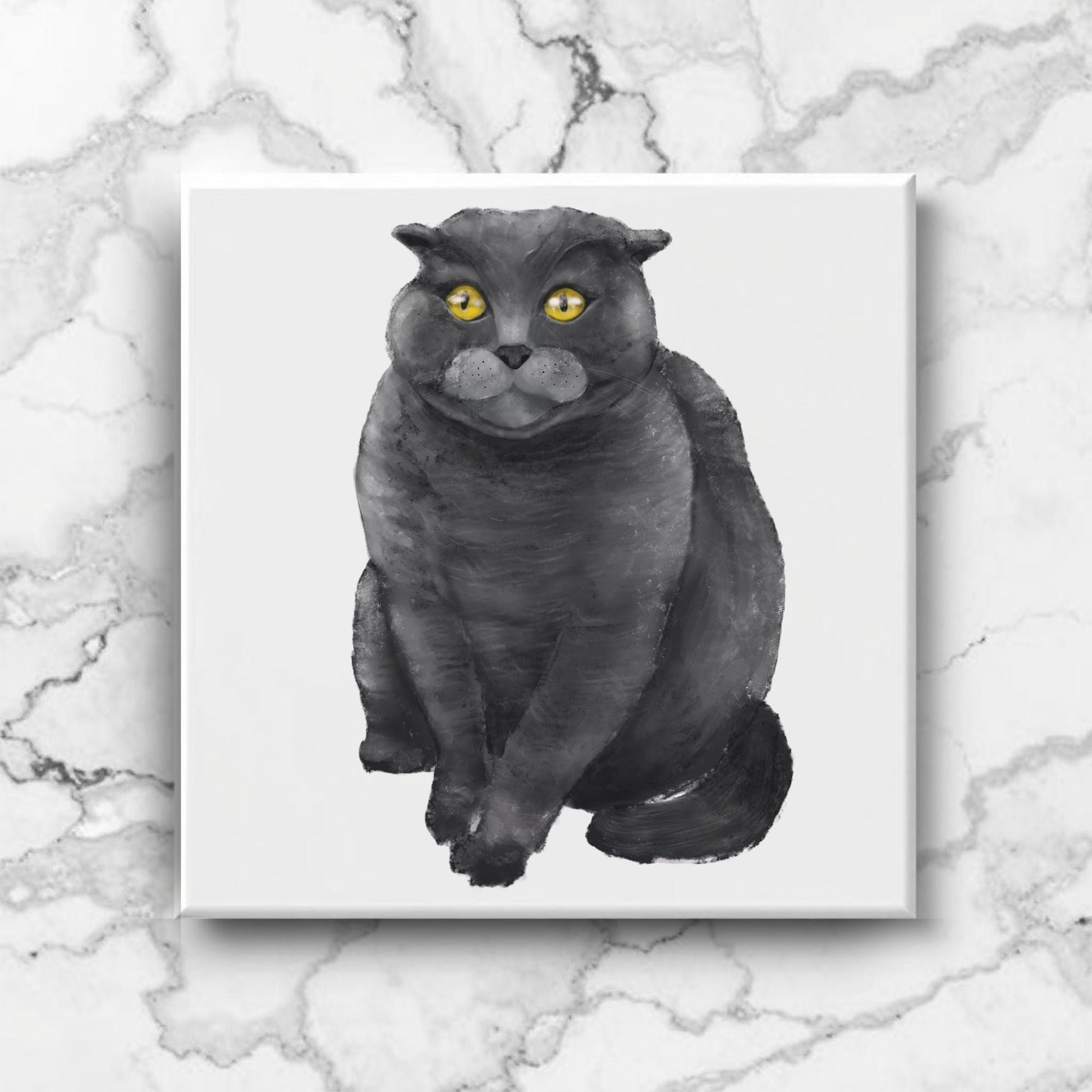 Scottish Fold Cat Ceramic Tile - MerikaArt