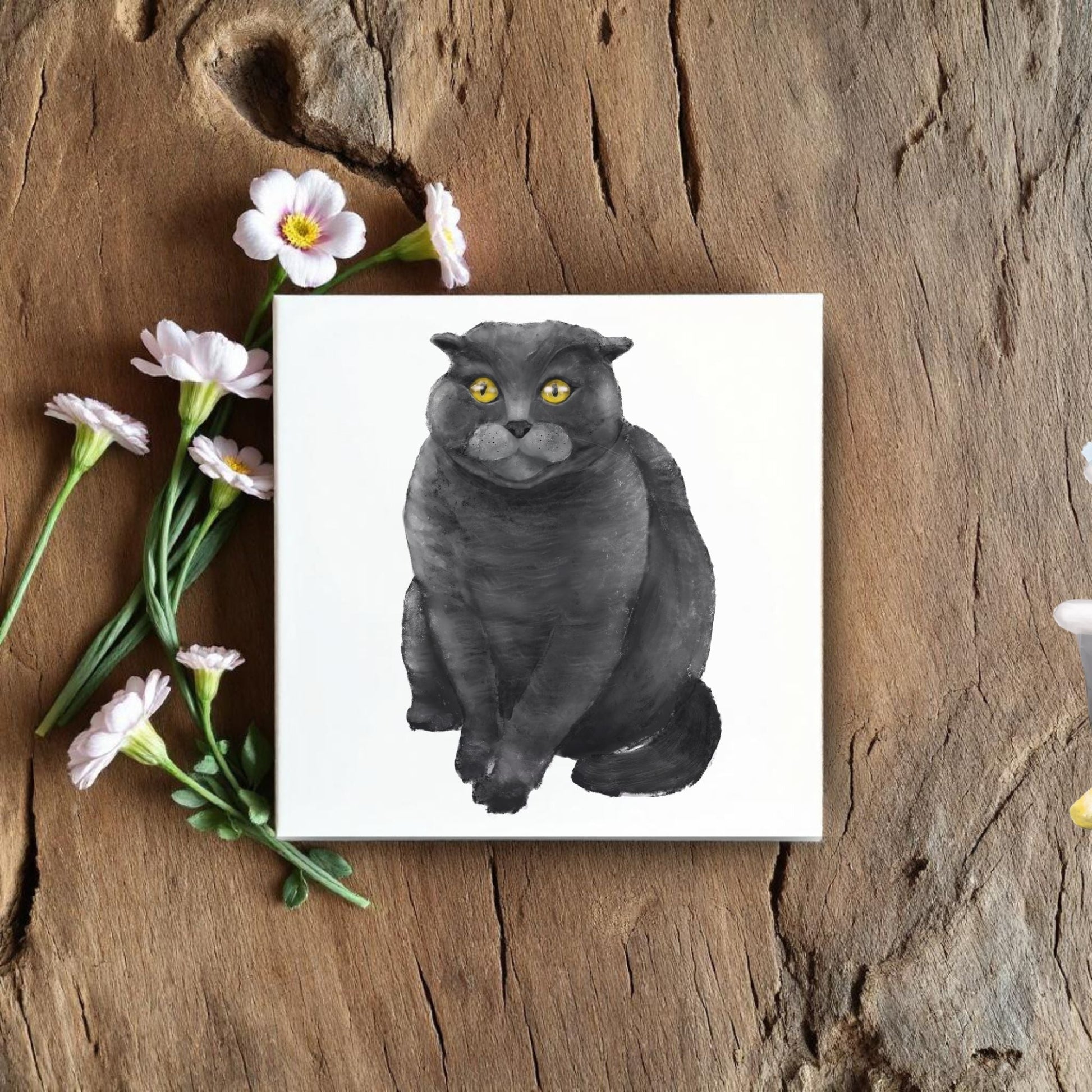 Scottish Fold Cat Ceramic Tile - MerikaArt
