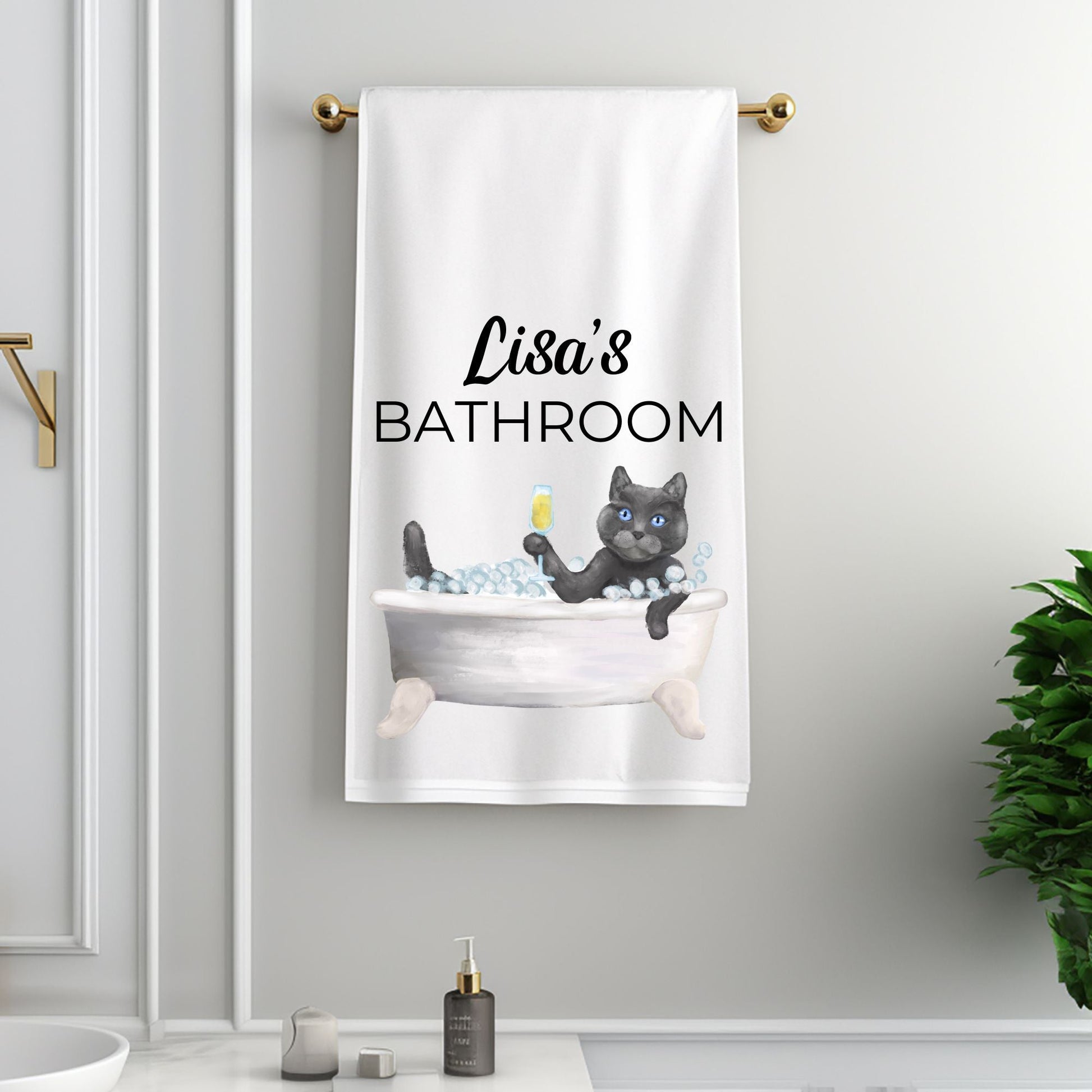 Scottish Fold Cat Champagne Bubble Bath Towel - MerikaArt