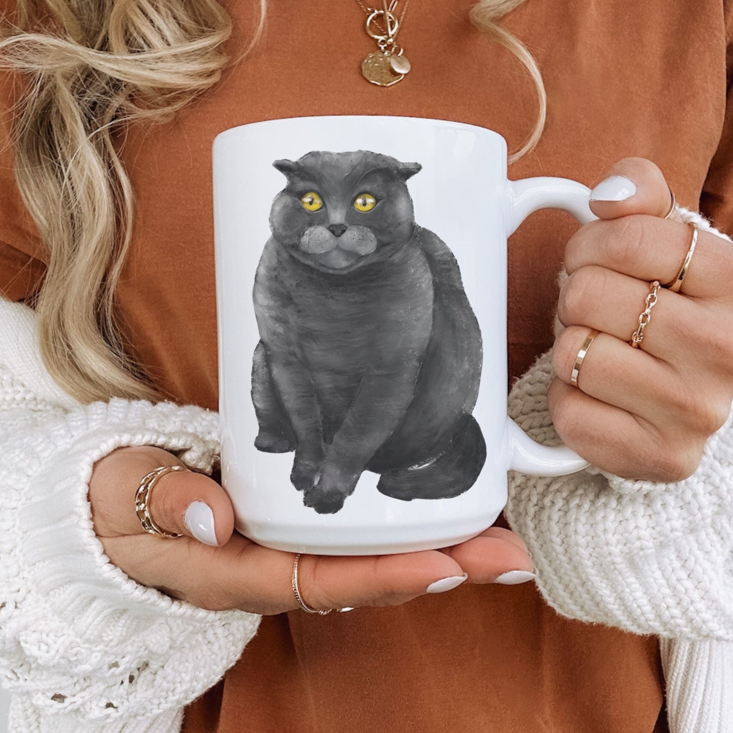 Scottish Fold Cat Mug - MerikaArt