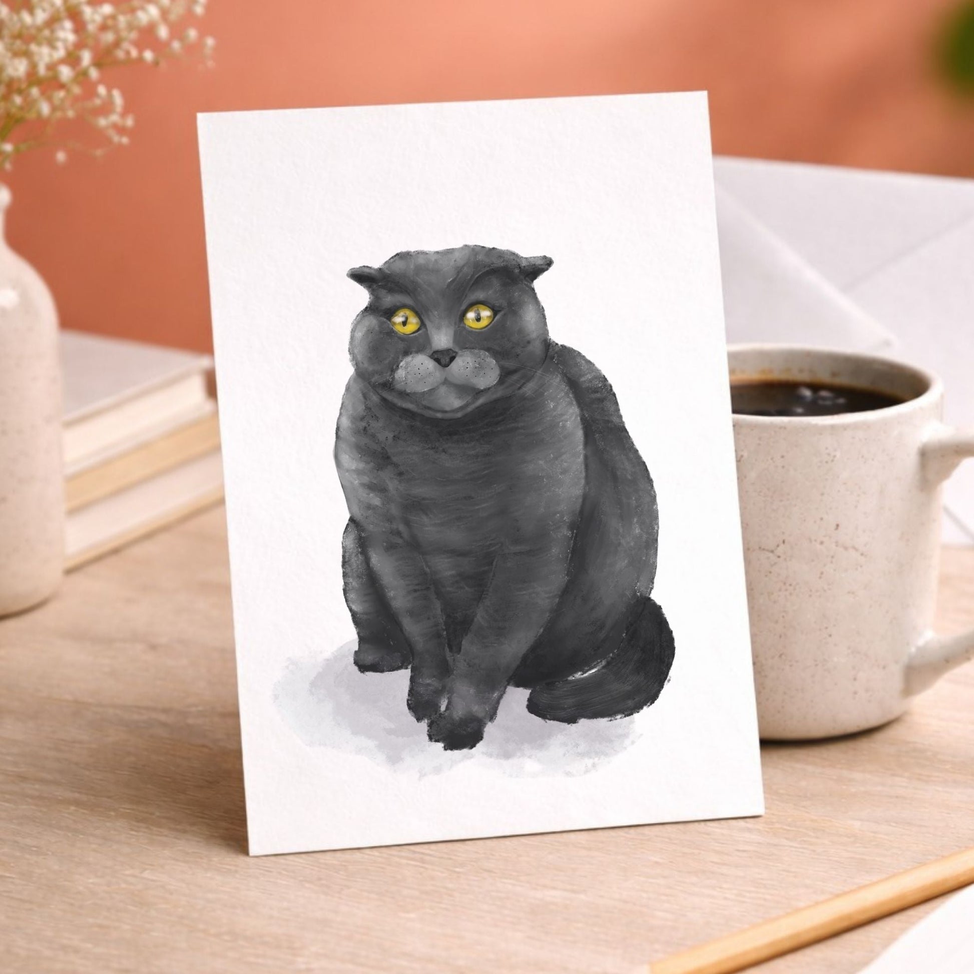 Scottish Fold Cat Postcard - MerikaArt