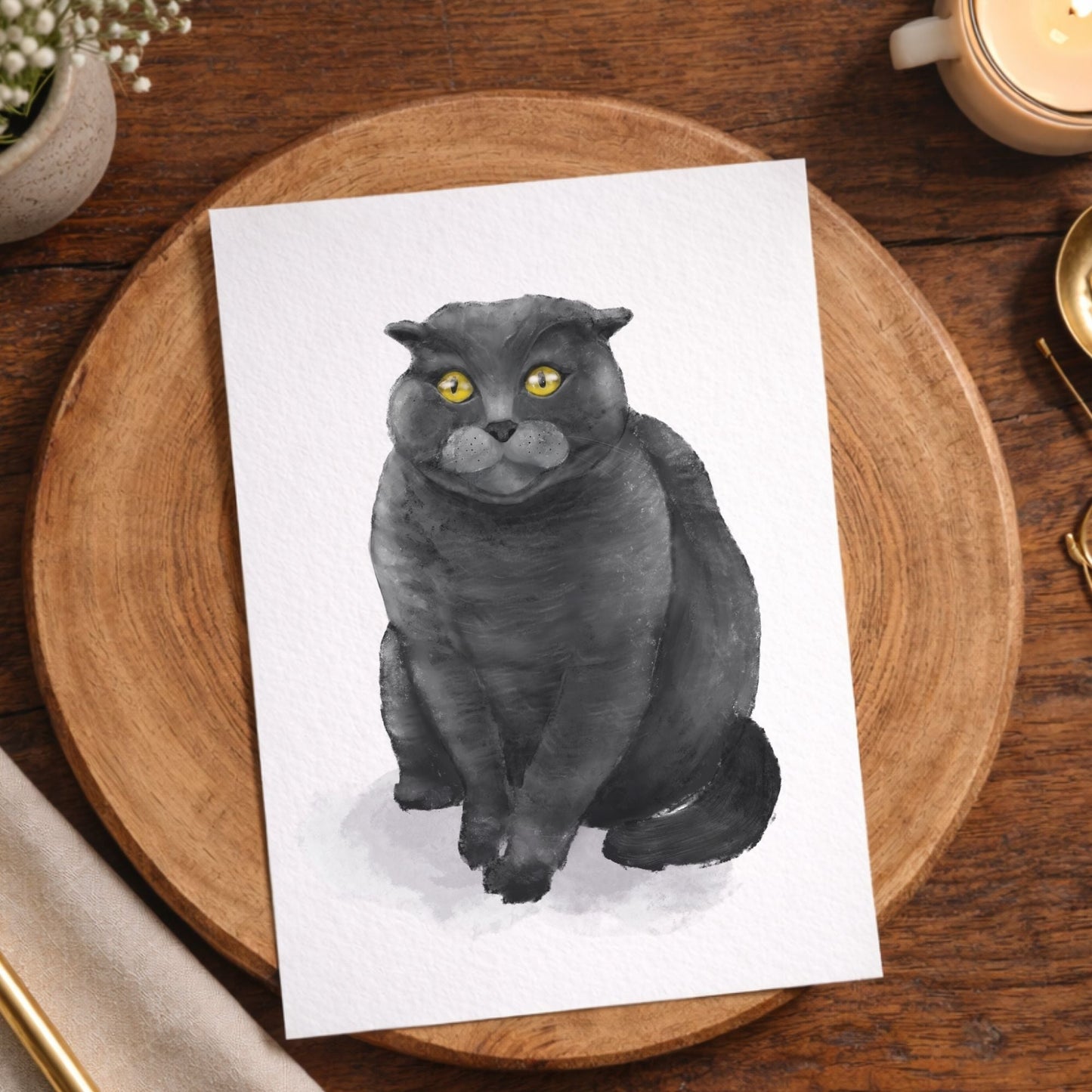 Scottish Fold Cat Postcard - MerikaArt