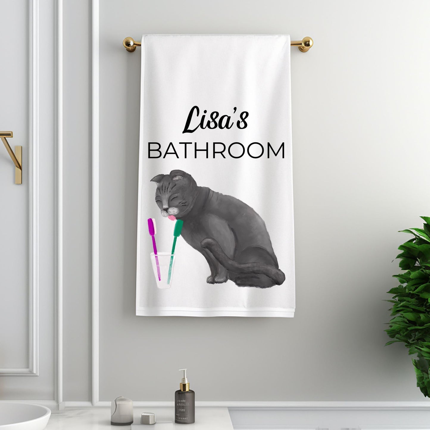 Scottish Fold Cat Toothbrush Bathroom Towel - MerikaArt