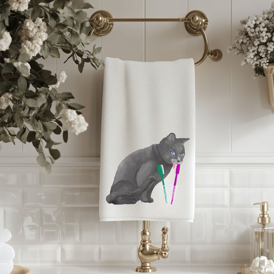 Scottish Fold Cat Toothbrush Bathroom Towel - MerikaArt