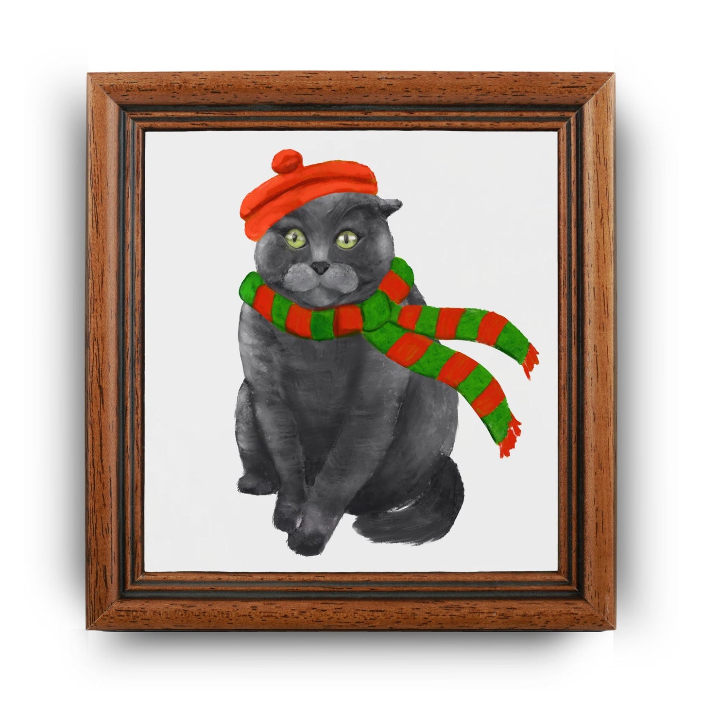 Scottish Fold Christmas Ceramic Tile - MerikaArt