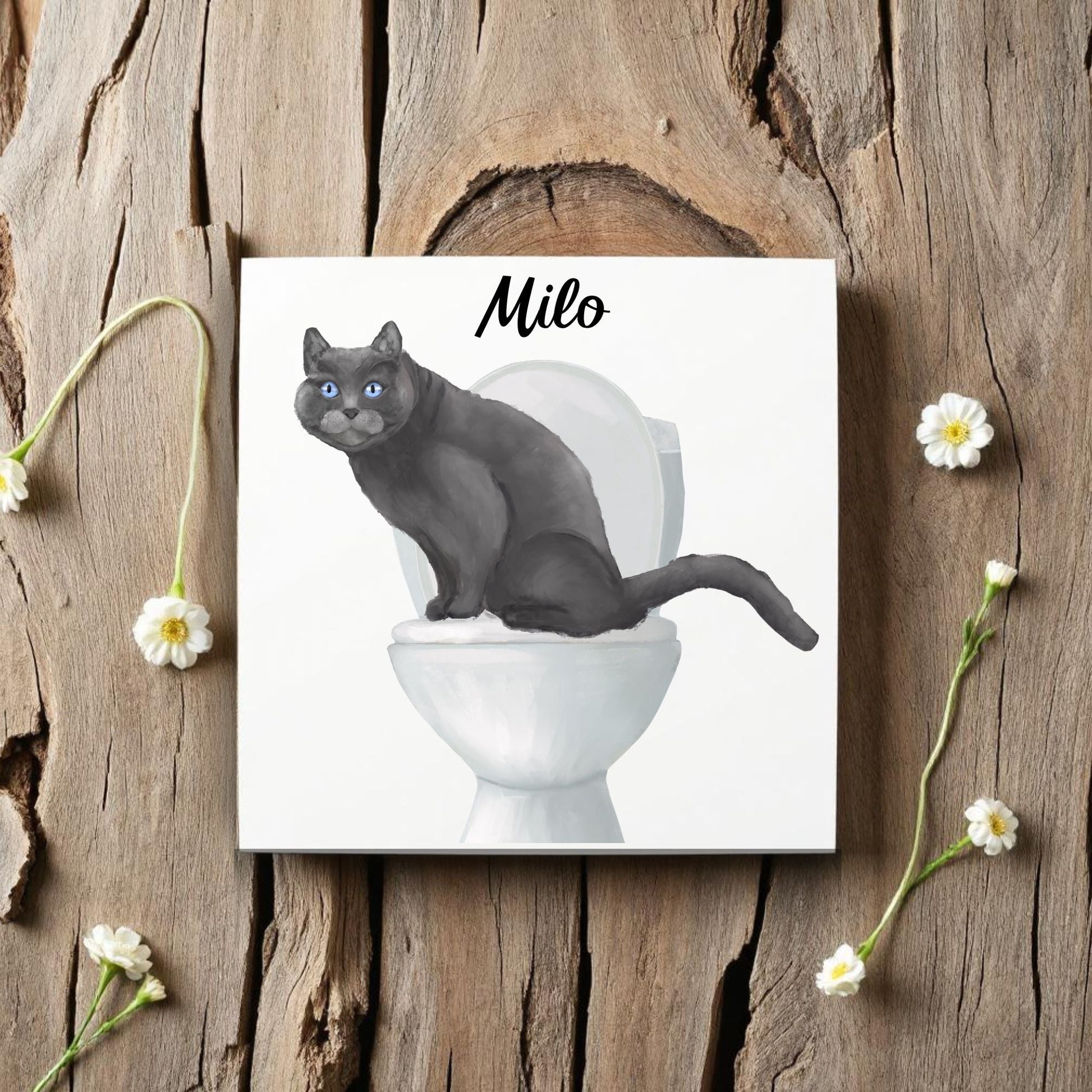 Scottish Fold Gray Cat Bathroom Ceramic Tile - MerikaArt