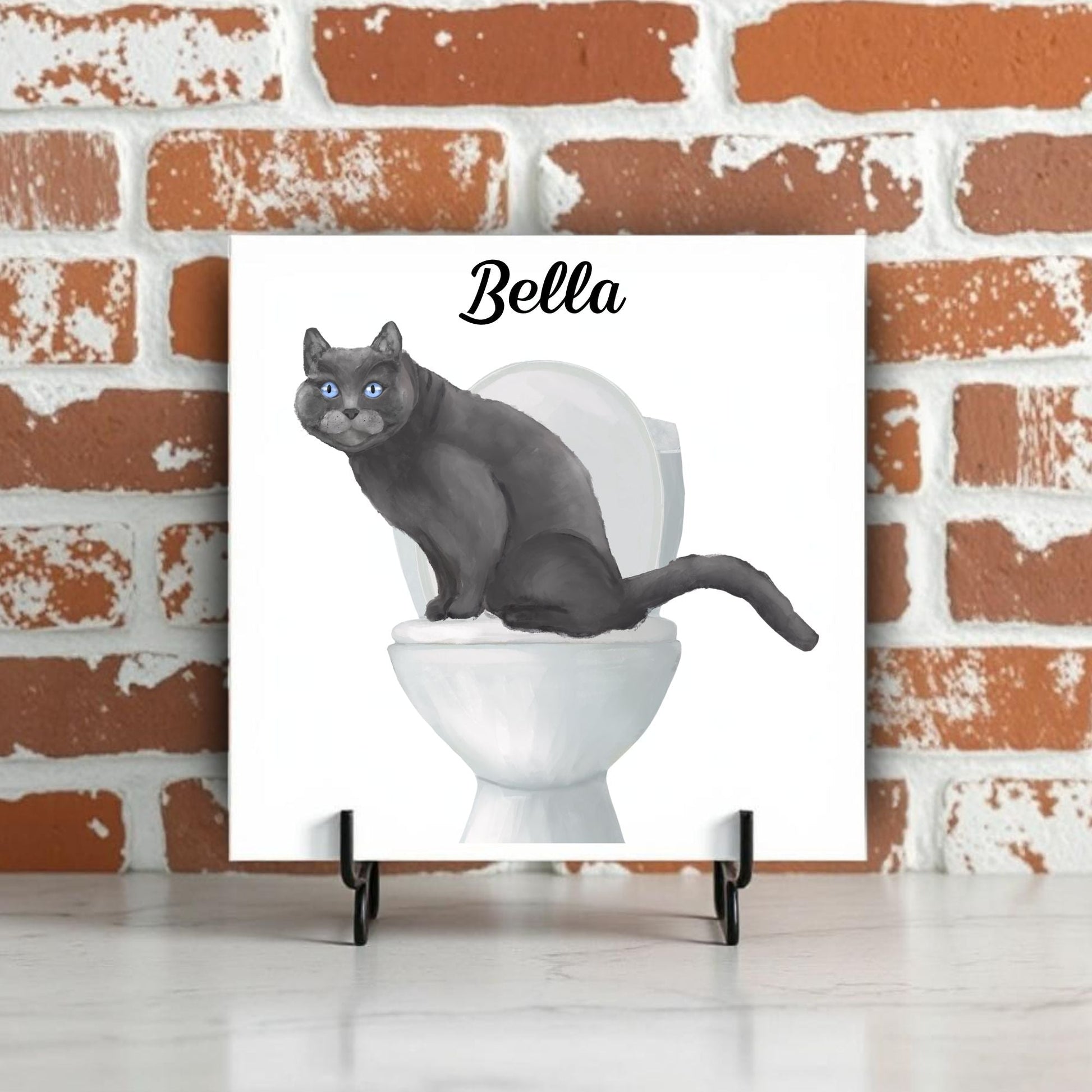 Scottish Fold Gray Cat Bathroom Ceramic Tile - MerikaArt