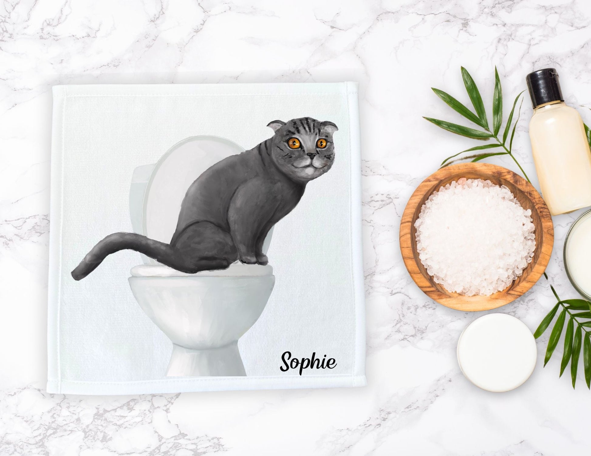 Scottish Fold Toilet Humor Washcloth – A Whimsical Gift for Cat Enthusiasts - MerikaArt