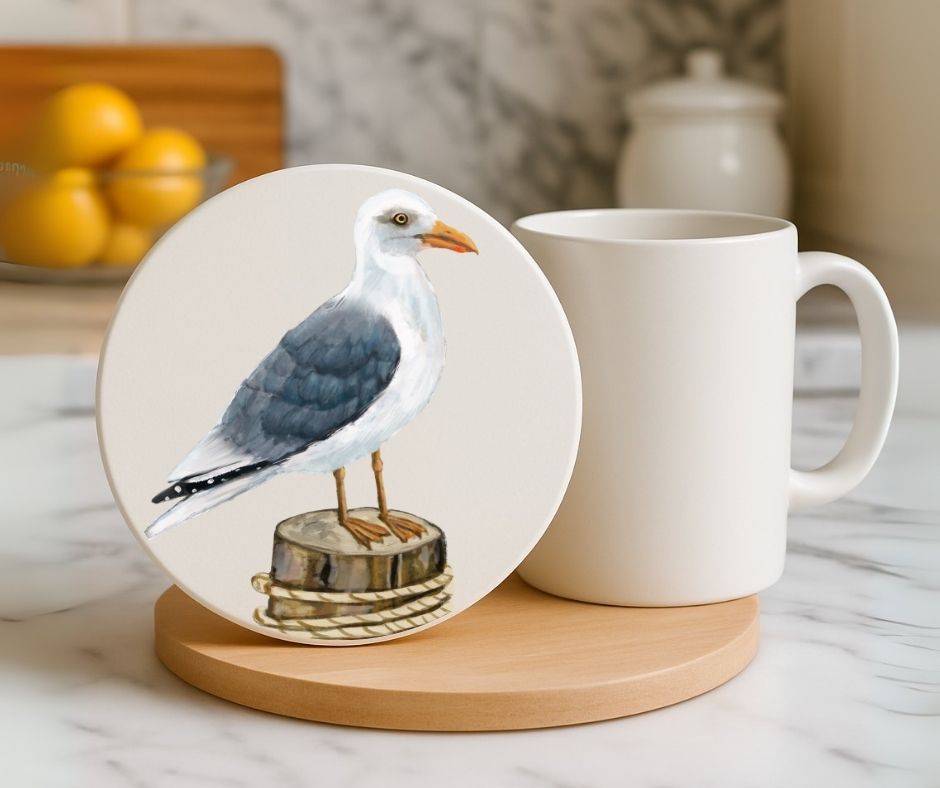 Seagull Ceramic Coaster - MerikaArt
