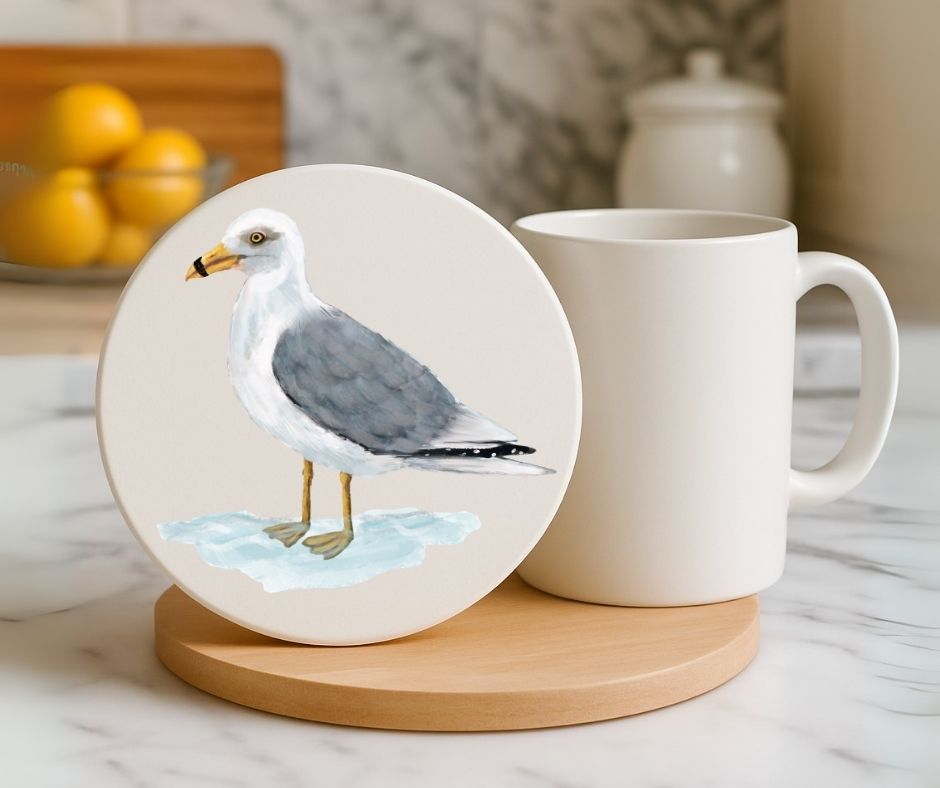 Seagull Ceramic Coaster - MerikaArt