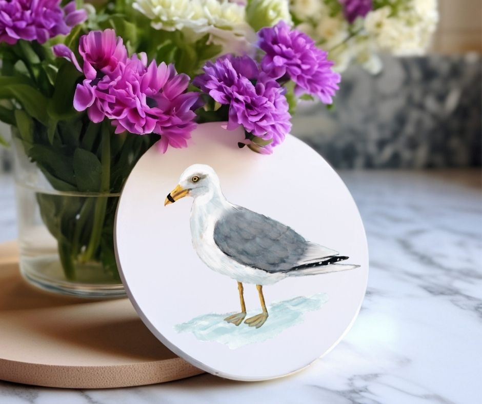Seagull Ceramic Coaster - MerikaArt